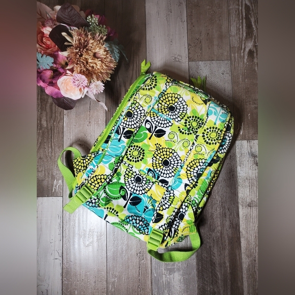 Vera Bradley Limes Up Retired Large Campus Floral Quilted Backpack EUC main image 11